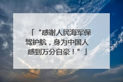 “感谢人民海军保驾护航，身为中国人感到万分自豪！”