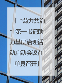 “菏力共治”第一书记助力基层治理活动启动会议在单县召开