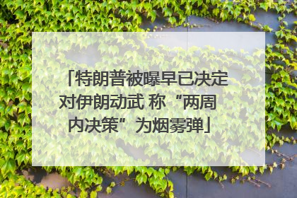 特朗普被曝早已决定对伊朗动武 称“两周内决策”为烟雾弹