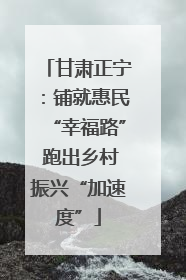 甘肃正宁：铺就惠民“幸福路” 跑出乡村振兴“加速度”