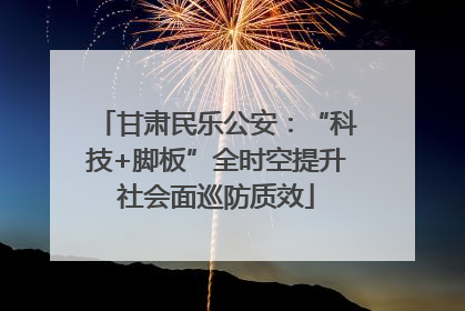 甘肃民乐公安：“科技+脚板”全时空提升社会面巡防质效