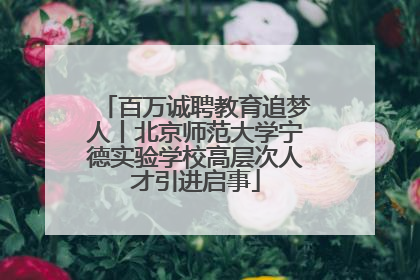 百万诚聘教育追梦人丨北京师范大学宁德实验学校高层次人才引进启事