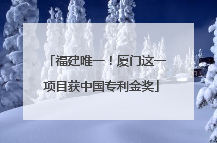 福建唯一！厦门这一项目获中国专利金奖