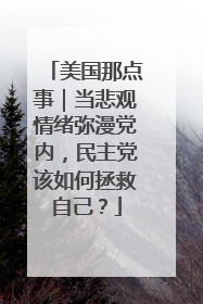 美国那点事｜当悲观情绪弥漫党内，民主党该如何拯救自己？