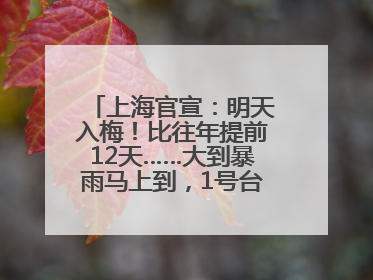 上海官宣：明天入梅！比往年提前12天……大到暴雨马上到，1号台风正在酝酿→