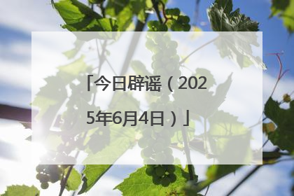 今日辟谣（2025年6月4日）