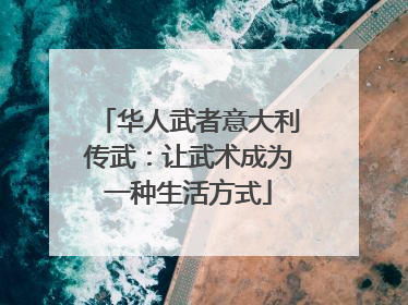 华人武者意大利传武：让武术成为一种生活方式