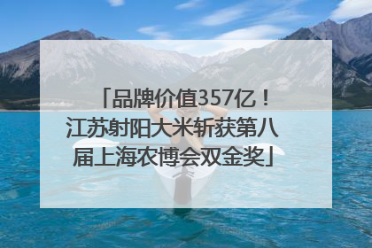 品牌价值357亿！江苏射阳大米斩获第八届上海农博会双金奖
