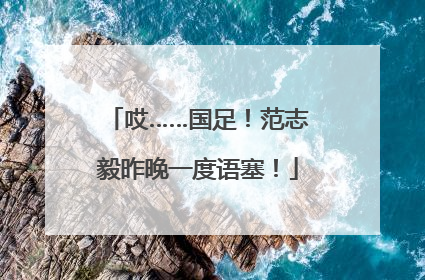哎……国足！范志毅昨晚一度语塞！
