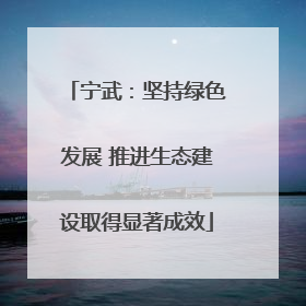 宁武：坚持绿色发展 推进生态建设取得显著成效