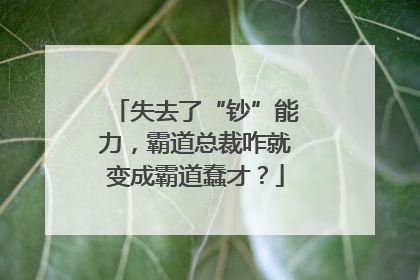 失去了“钞”能力，霸道总裁咋就变成霸道蠢才？