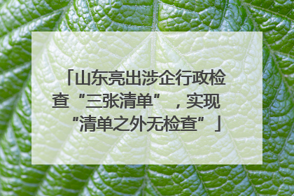 山东亮出涉企行政检查“三张清单”，实现“清单之外无检查”