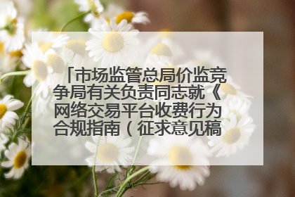 市场监管总局价监竞争局有关负责同志就《网络交易平台收费行为合规指南（征求意见稿）》答记者问