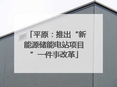 平原：推出“新能源储能电站项目”一件事改革
