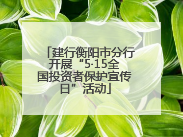 建行衡阳市分行开展“5·15全国投资者保护宣传日”活动