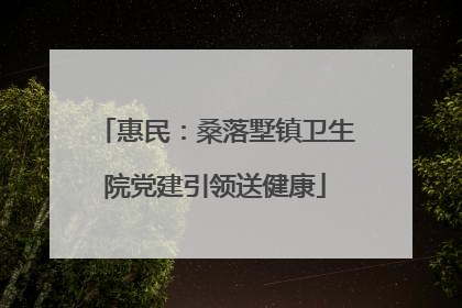 惠民：桑落墅镇卫生院党建引领送健康