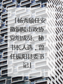 杨秀颀任安徽铜陵市政协党组成员、秘书长人选，曾任枞阳县委书记