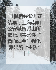 枫桥经验开花结果，上海崇明公安城桥派出所依托刑事案件“负面清单”强化派出所“主防”