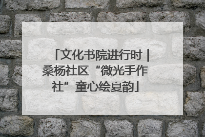 文化书院进行时｜桑杨社区“微光手作社”童心绘夏韵