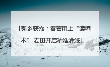 新乡获嘉：春管用上“读墒术” 麦田开启精准灌溉