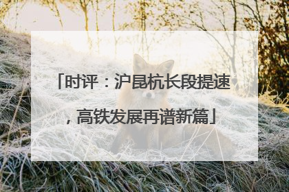 时评：沪昆杭长段提速，高铁发展再谱新篇