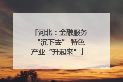 河北：金融服务“沉下去” 特色产业“升起来”