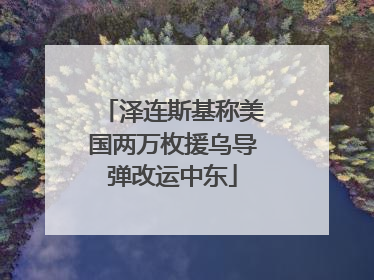 泽连斯基称美国两万枚援乌导弹改运中东