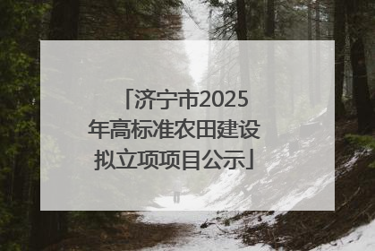 济宁市2025年高标准农田建设拟立项项目公示