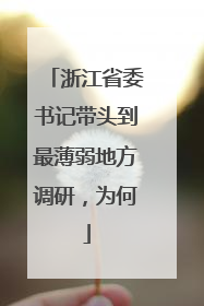 浙江省委书记带头到最薄弱地方调研，为何