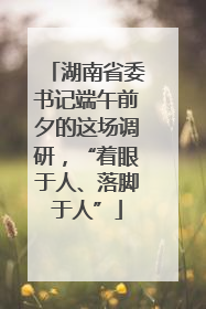 湖南省委书记端午前夕的这场调研，“着眼于人、落脚于人”