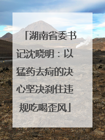 湖南省委书记沈晓明：以猛药去疴的决心坚决刹住违规吃喝歪风