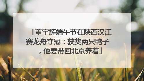 董宇辉端午节在陕西汉江赛龙舟夺冠：获奖两只鸭子，他要带回北京养着