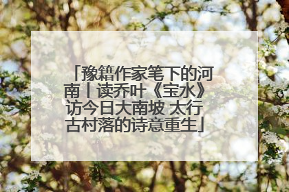 豫籍作家笔下的河南丨读乔叶《宝水》访今日大南坡 太行古村落的诗意重生