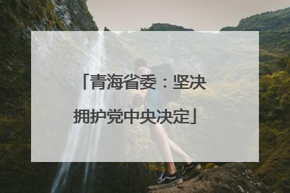 青海省委：坚决拥护党中央决定