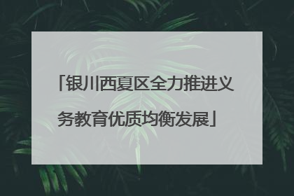 银川西夏区全力推进义务教育优质均衡发展