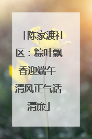 陈家渡社区：粽叶飘香迎端午 清风正气话清廉