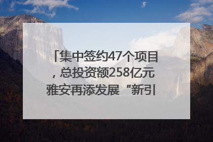 集中签约47个项目，总投资额258亿元 雅安再添发展“新引擎”｜数读西投