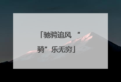 驰骋追风 “骑”乐无穷