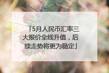 5月人民币汇率三大报价全线升值，后续走势将更为稳定